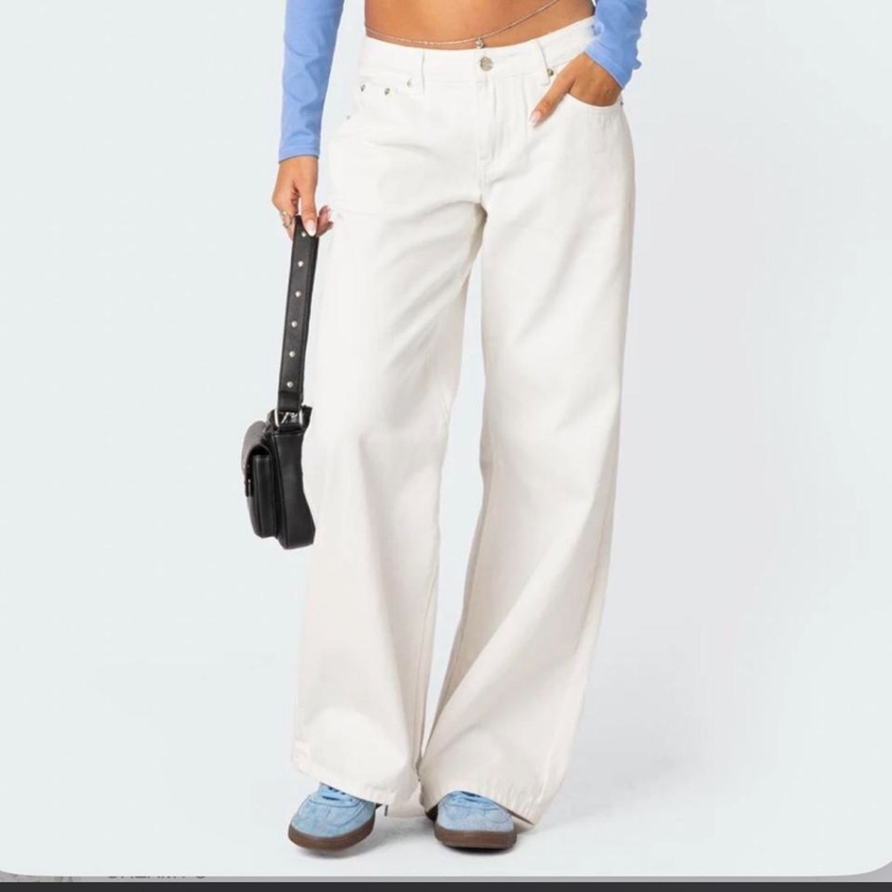 Edikted White Wide Leg Jeans